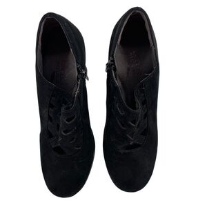 Aerosoles Heelrest Ankle Booties Size 7 Black Cutout Mid Low Block Heel Zip Boot